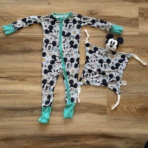 Little Sleepies 6-12 Month Mickey Mouse Bamboo Zippie & Lovey